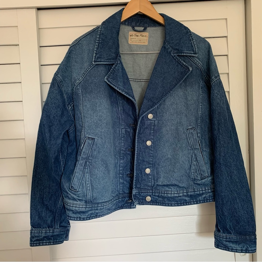 Free People Denim Jean Jacket - Medium Blue